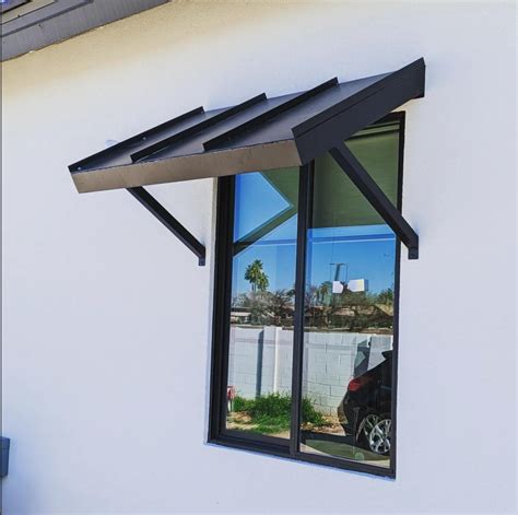 modern black metal awning